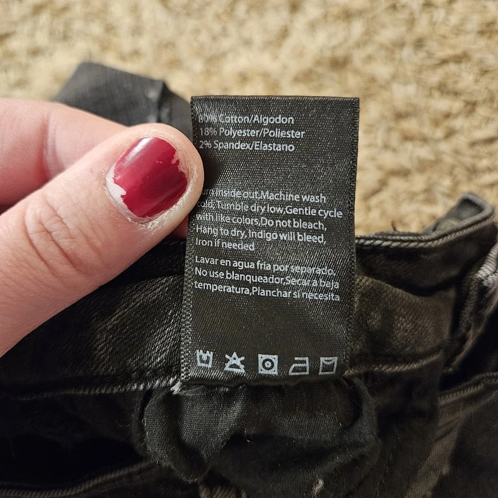 Risen Jeans Women's 5/27 Black Bootcut Distressed Stretch Denim‎ Casual